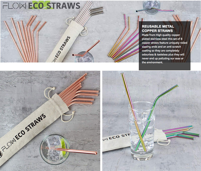 Stainless steel Metal Straws By Flow Eco Straws